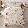 thumbnail image 2 of Homewish Harvest Pumpkin Quilt Full, Autumn Maple Leaf Full Bedspread Sets, Cream Orange Brown, 3pcs 1 Bedspread and 2 Pillowcases, 2 of 7