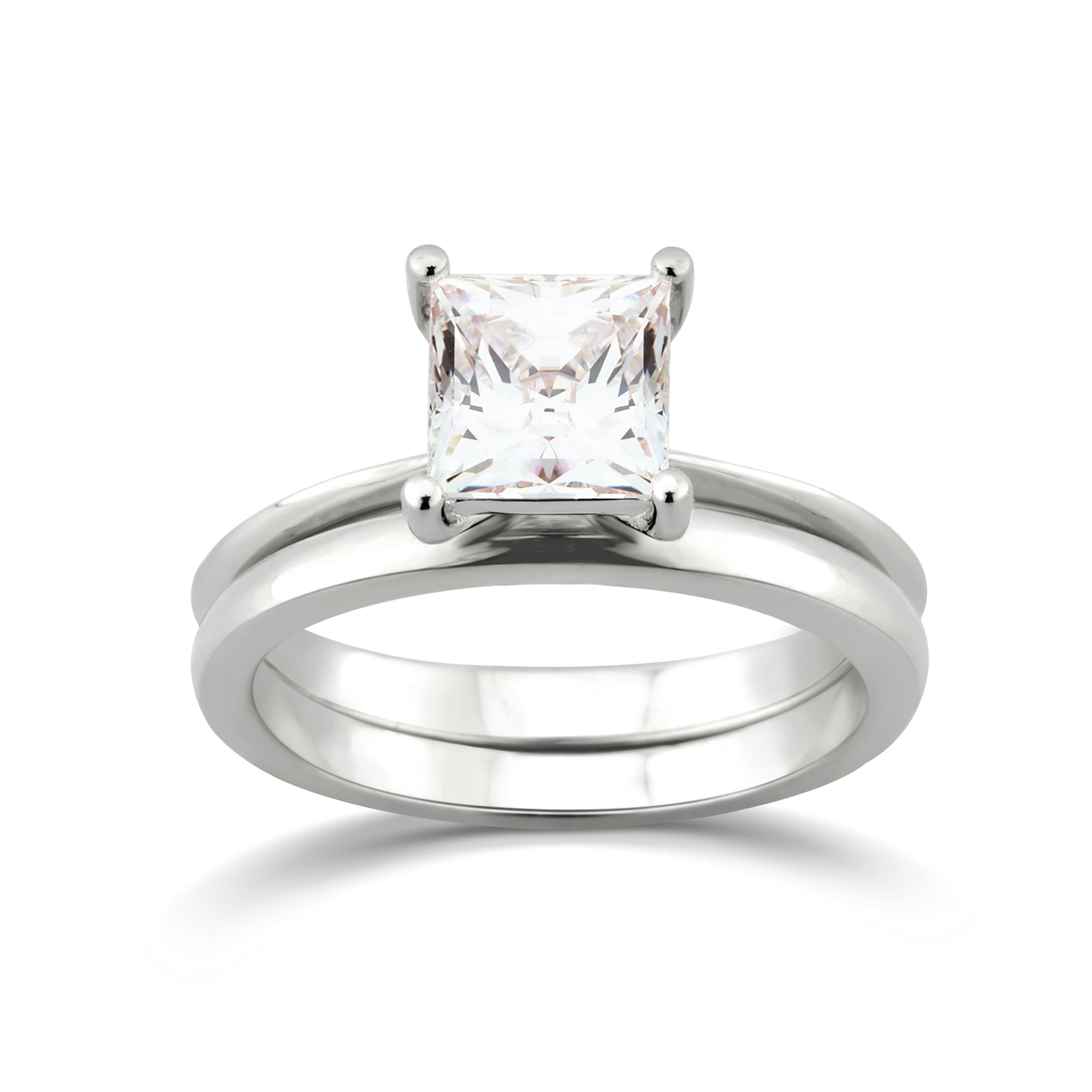 1.50CT Solitaire Cz 2 Rings Set .925 Sterling Silver Ring Sizes 5-10 
