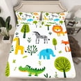 thumbnail image 2 of Castle Fairy Kawaii Giraffe Elephant Zebra Fox Twin Sheet Sets,Cartoon Wildlife Bedding, 2 of 7