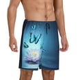 thumbnail image 3 of Rocae Butterflies And Waterlily In Water for Men's Soft Sleep Pajama Shorts, Waistband and Pockets, 3 of 9