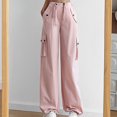 thumbnail image 6 of JXMVOJ Cargo Pants for Women High Waisted Casual Pants Baggy Stretchy Wide Leg Y2K Streetwear Women’s Elastic Waist Solid Casual With Pockets Outing Full Length Pants with Pockets, 6 of 8