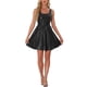 thumbnail image 1 of Vestido de tanque INSPIRE CHIC para mujeres, sin mangas, de cuero sintético, vestido mini en corte A M Negro, 1 of 6