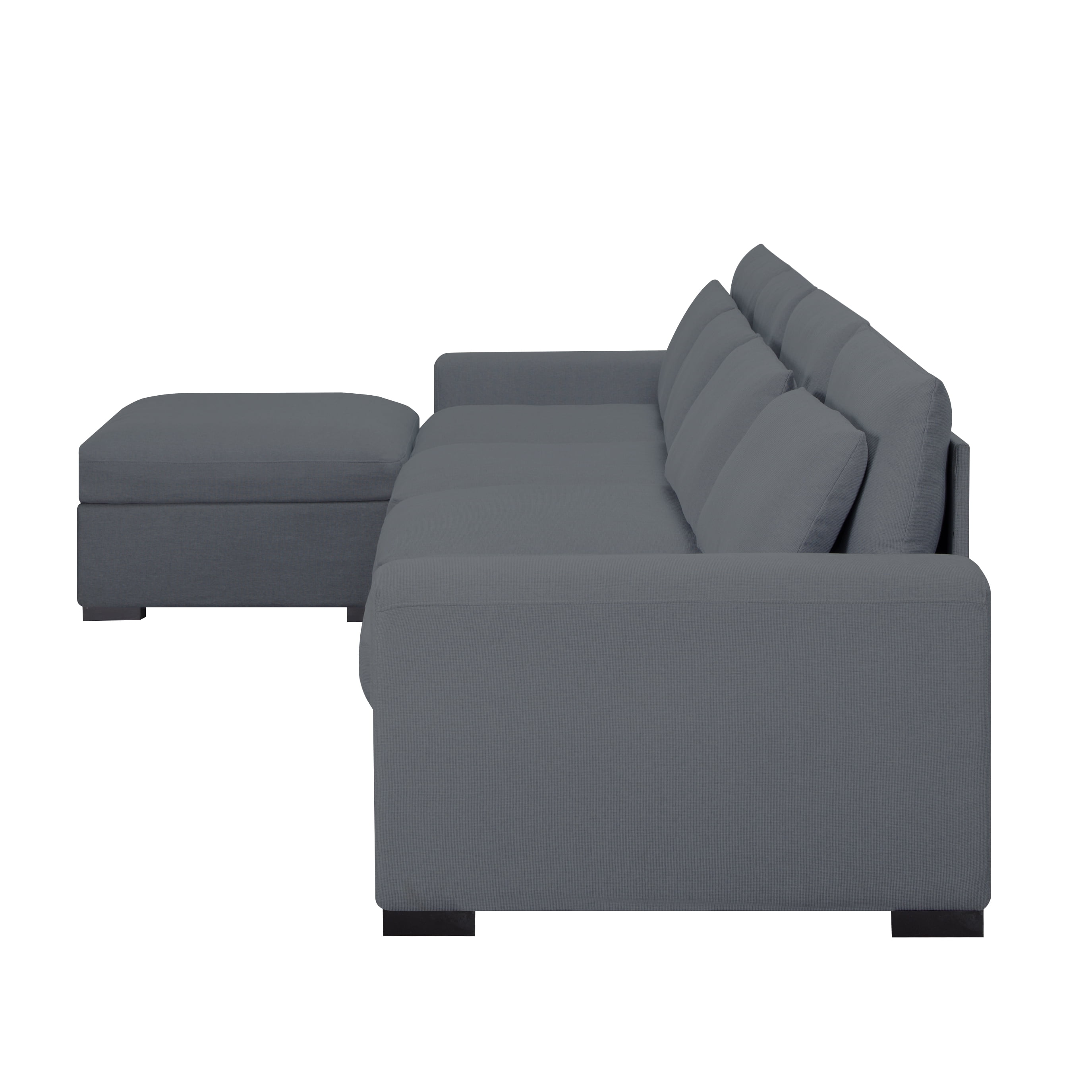 Gewnee Modern 149" Modular Sectional Sofa with Ottoman,Extra Wide & Deep,Removable Washable Covers,Includes 3 Lumbar Pillows for Living Room,Office.Dark Grey