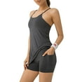 thumbnail image 3 of TheFound Femmes Robe de Sport Bretelles de Couleur Unie Jupe avec Doublure Short, 3 of 7