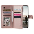 thumbnail image 5 of Crossbody for iPhone 14 Wallet Phone Case with Card Slots Zipper Pocket, Soft Elegant PU Leather Flip Stand Lanyard Wrist Strap Purse Cover for iPhone 14 Women Girls, Rosegold, 5 of 11