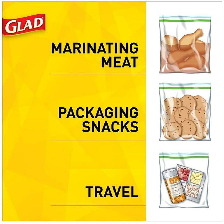 Glad Trash & Food Storage Food Storage and Freezer 2 in 1 Zipper Bags -  Gallon Size 