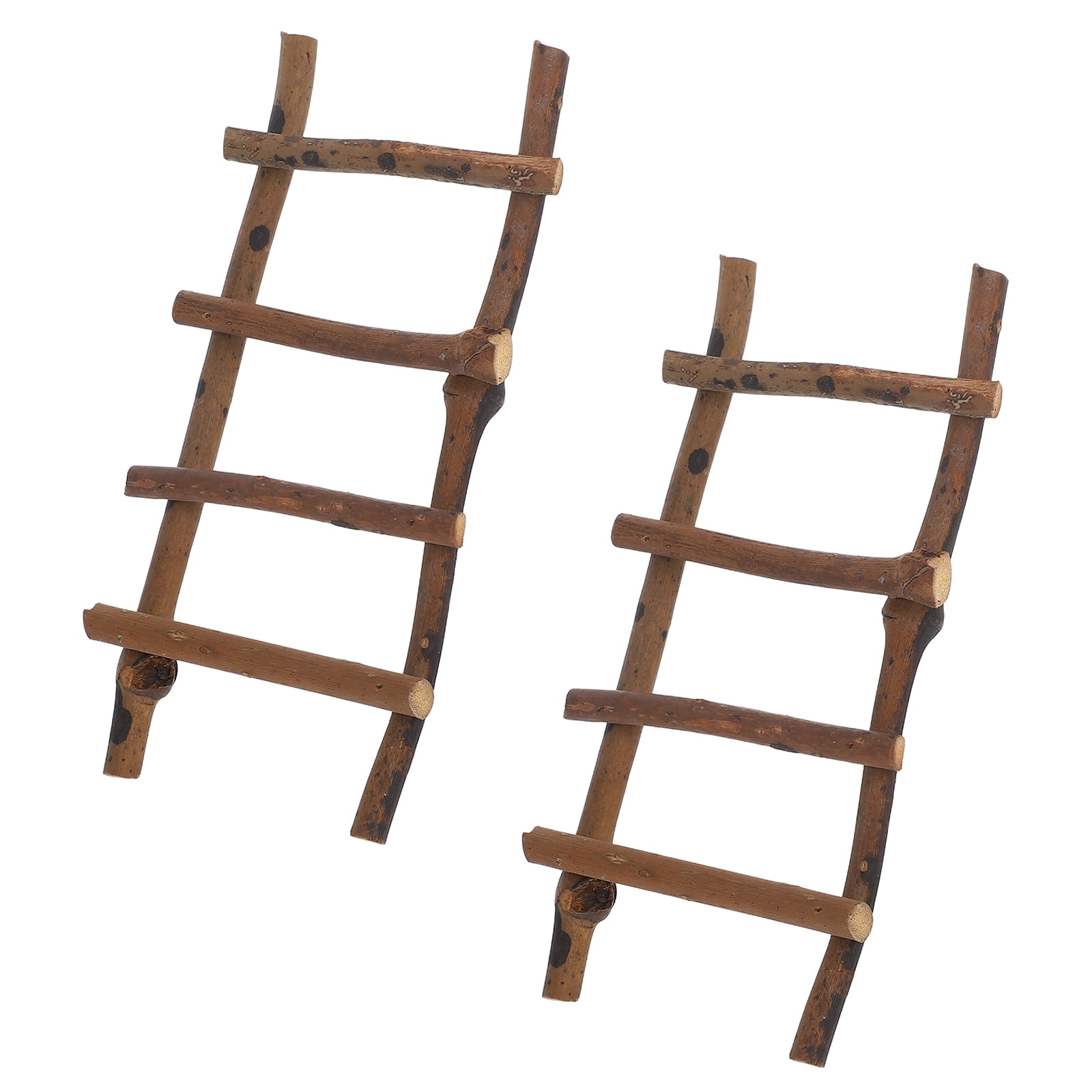 AURARMLET Landscape Rattan Ladder for Indoor Decor Rustic Charm Photography Props 2Pcs 11.8X3.9X0.8in