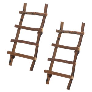 AURARMLET Landscape Rattan Ladder for Indoor Decor Rustic Charm Photography Props 2Pcs 11.8X3.9X0.8in