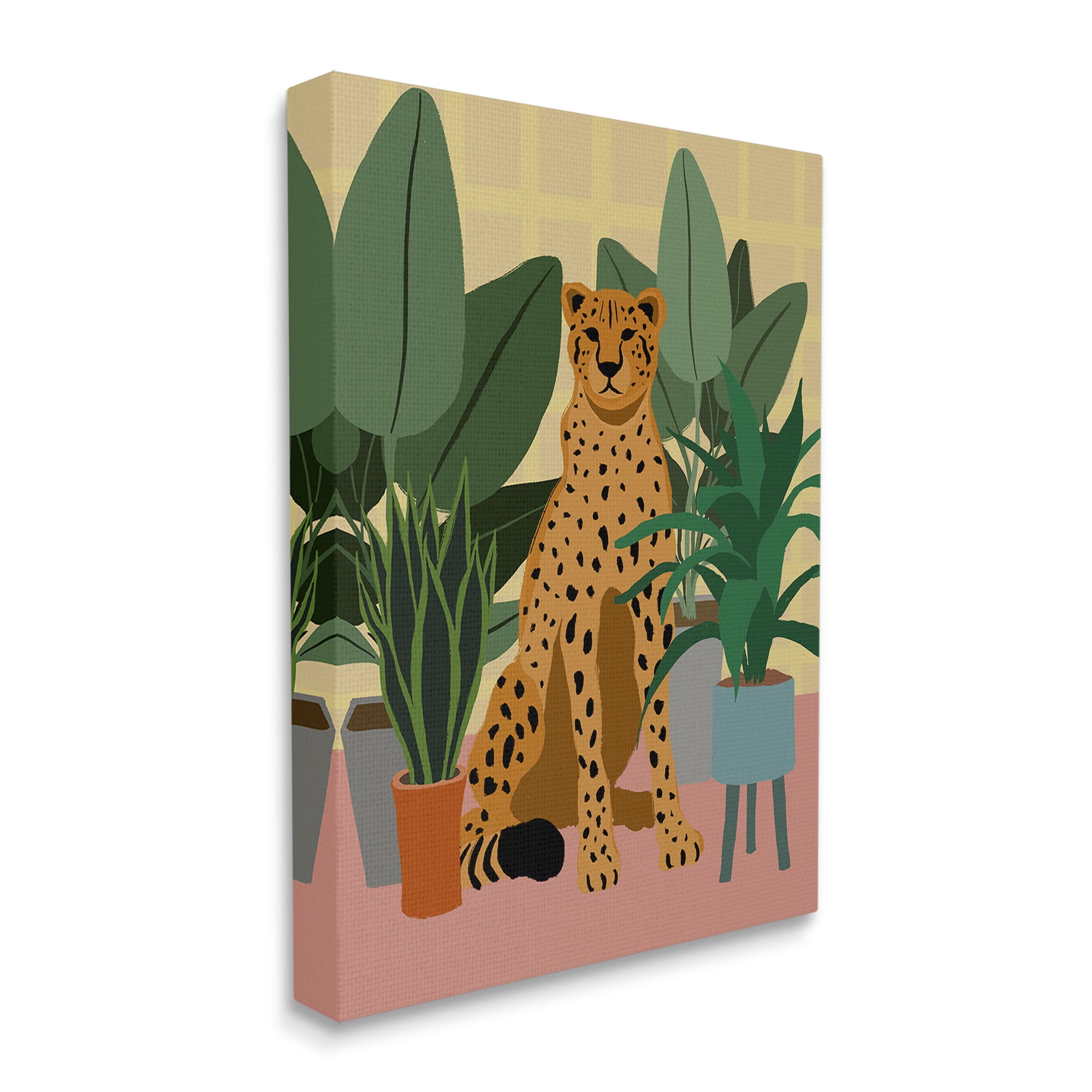 Stupell Industries Modern Leopard & Plants Animals & Insects Painting Gallery Wrapped Canvas Art Print Wall Art, 36 x 48