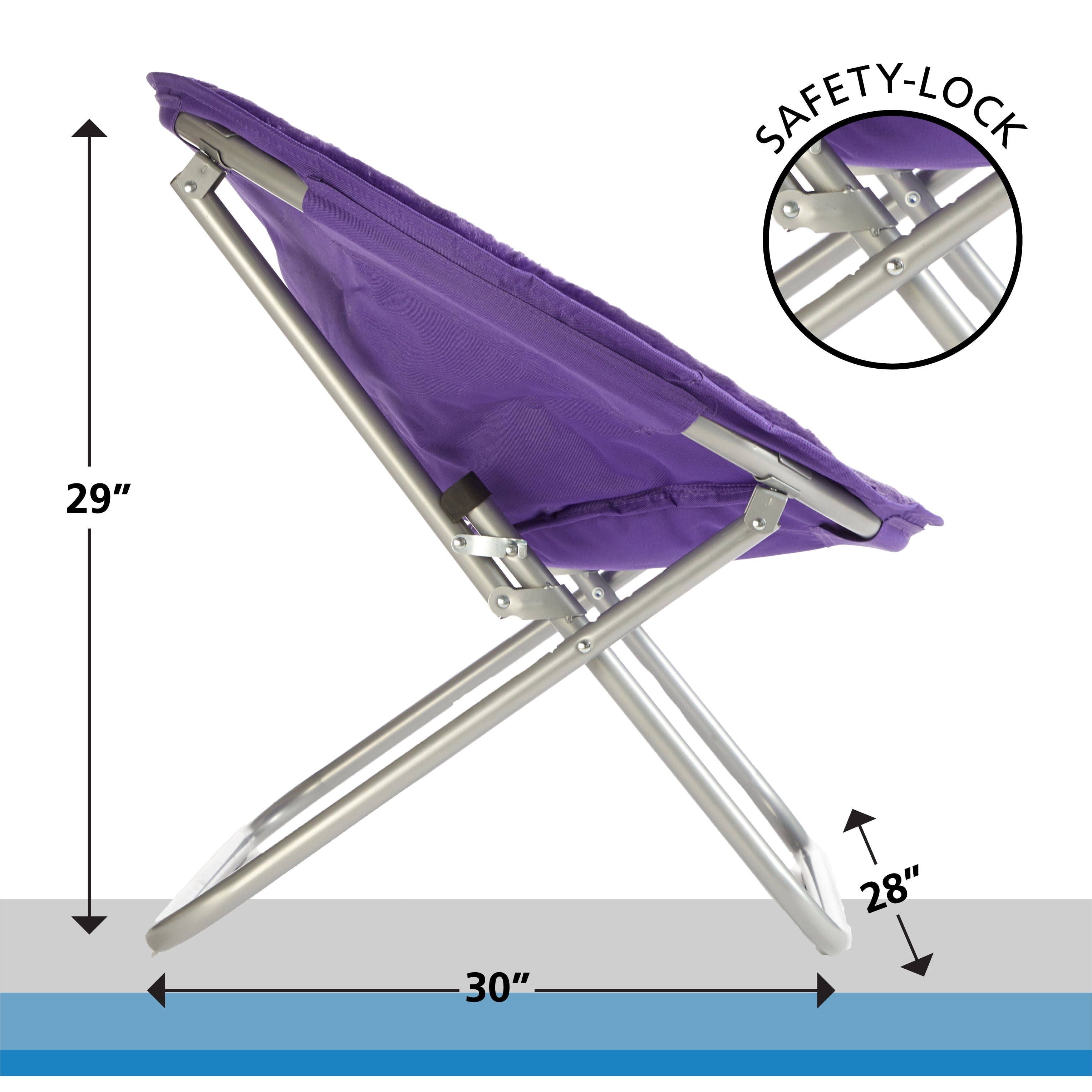 Mainstays Faux Fur Folding Saucer Chair, Purple