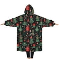 thumbnail image 2 of Oversized Wearable Blanket Hoodie,Dark Christmas Tree and Gift Pattern Sherpa Blanket Hoodie with Super Pockets,Super Warm Fuzzy Pullover for Women & Men, 2 of 6