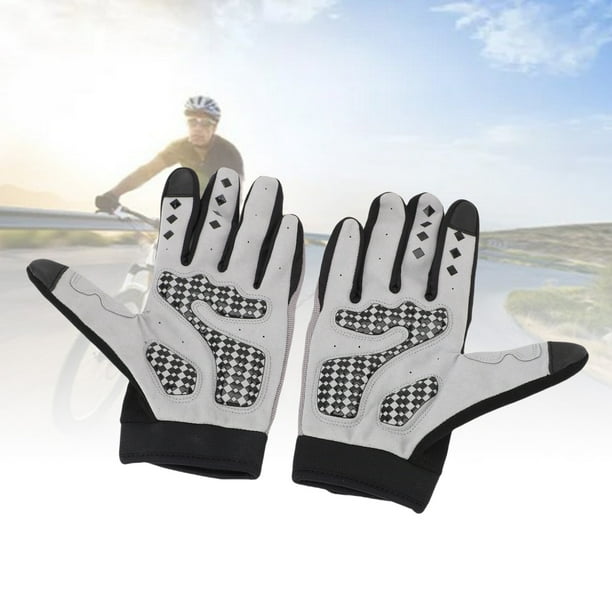 Guantes De Montar Con Dedos Completos, Guantes De Motocicleta Grises Con Pantalla Táctil, Tela Transpirable, Antideslizantes De Goma Para Entrenamiento