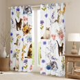 thumbnail image 2 of Manfei Cartoon Cat Curtains and Drapes Pack of 2 (52x63 Each), Watercolor Spring Floral Black Out Curtains, White, 2 of 6