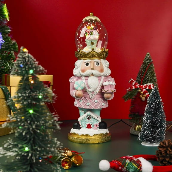 Christmas Limited | Magical Snow Globe L.Pink Nutcracker Decoration with Crystal Globe Christmas World Inside