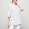 thumbnail image 4 of Weardear Women's 3/4 Sleeve Cotton Linen Jacquard Blouses Top T-Shirt, 4 of 6