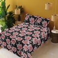 thumbnail image 2 of Ambesonne Rose Pattern Fitted & Flat Sheet with Shams 4 Pcs Set, Jungle Design Floral, Queen, Pale Pink Pale Grey, 2 of 5