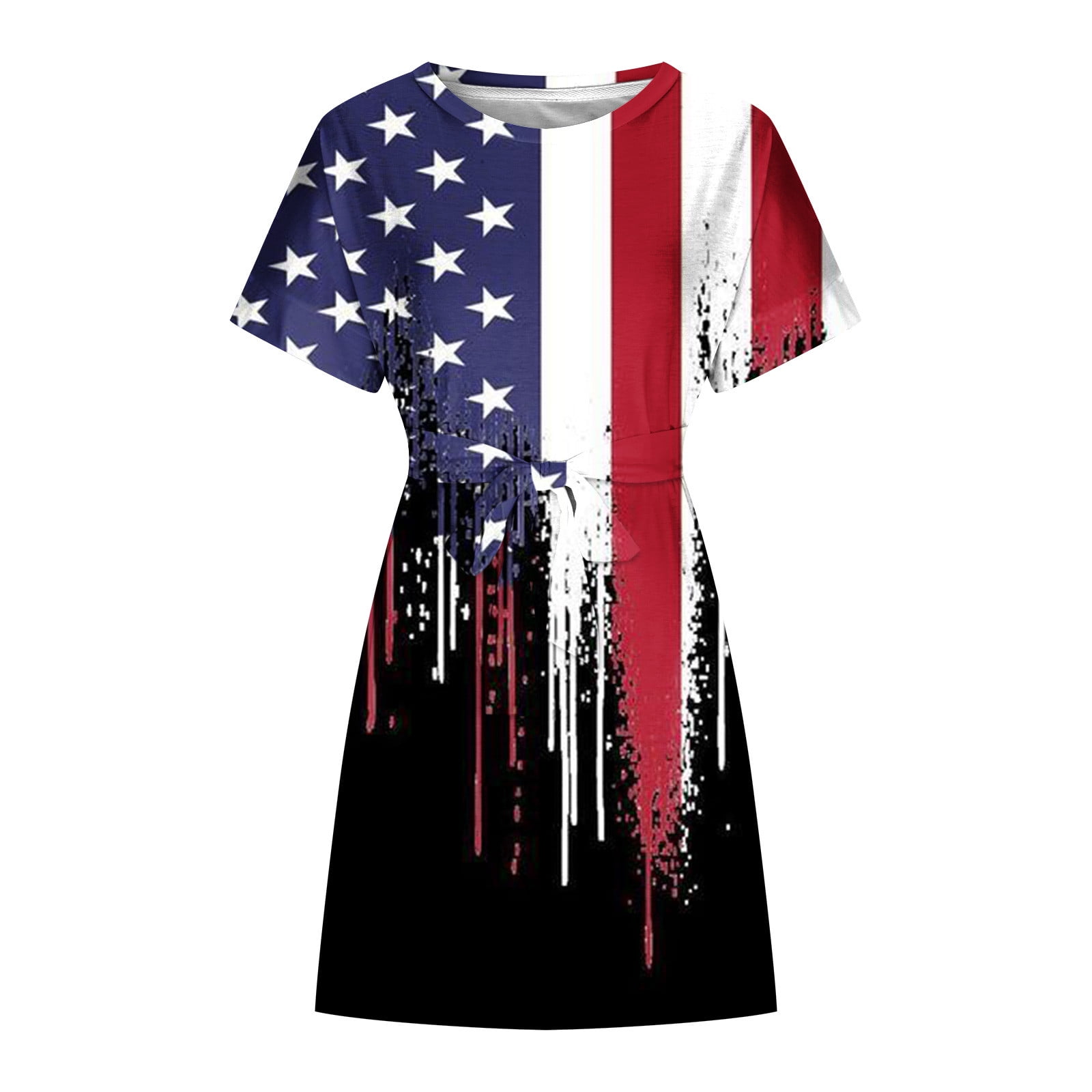 Juebong Womens 4th of July Dresses Clearance Summer Short Sleeve Shirts ...