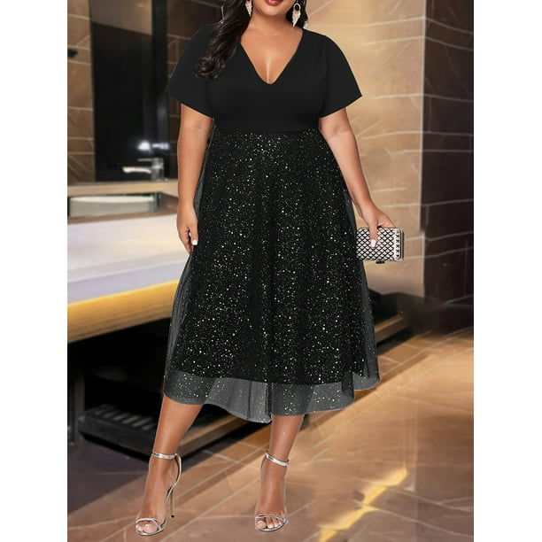 Plus Size Women's Big Dresses Chiffon Curve Cocktail Evening Gowns Suitable for Outer Wear Evening Party Dresses