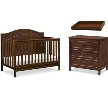 4-in-1 Convertible Crib and Matching Dresser Changing Table Set in Espresso