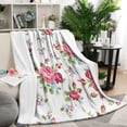 thumbnail image 2 of Decorative Floral Fuzzy Blanket: Soft, Cozy 50x60in Flannel Throw Blanket with Flowers Design - Bed Throw Blanket for Bed, Sofa, Couch & Chair, 2 of 5
