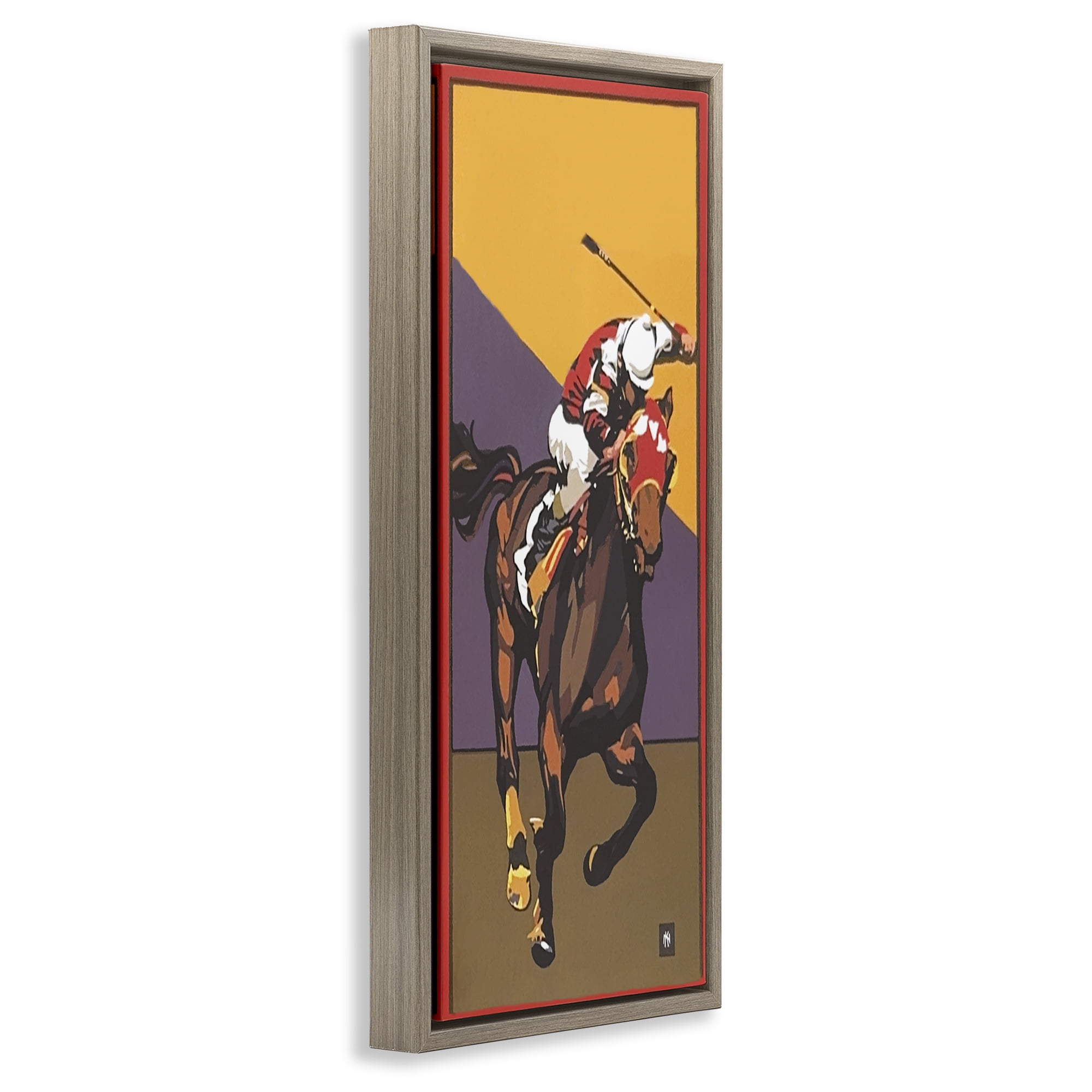 Stupell Industries The Race Final Stretch Brown Framed Floater Canvas Wall Art, design by Jadei Graphics