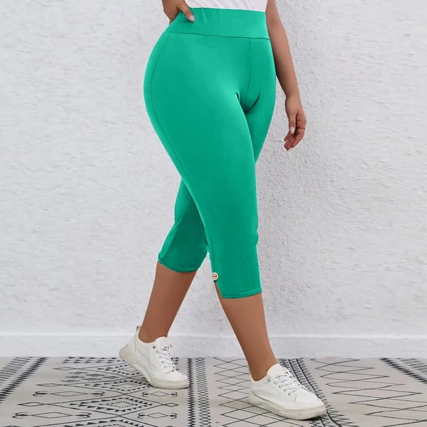 Pantalon D'Été 3/4 Pour Femme - Capris Yoga Taille Haute Croisée Avec Poches - Pantalon Extensible Gym Et Bureau