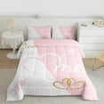 thumbnail image 3 of Feelyou Romantic Valentines Day Bedding Comforter Set, Cartoon Love Heart Twin Comforter Sets, Kawaii Princess White Pink Reversible Bedding Set, Ultra Soft Bedroom Decor, 2pcs, 3 of 9