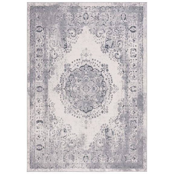 SAFAVIEH Odyssey Edgar Damask Area Rug, Grey/Ivory, 5'3" x 7'6"