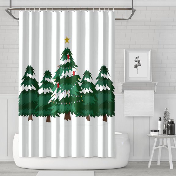 Shower Curtain for Bathroom Christmas Tree Triangle Tree Bathroom Curtain Durable Cool Shower Curtain Hooks Included,72x72Inch