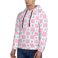 thumbnail image 3 of Kdxio Checkerboard With Snowflake Print Mens Casual Hooded Collar Drawstring Hoodies Pullover Sweatshirts Casual Long Sleeve Shirts-Small, 3 of 7