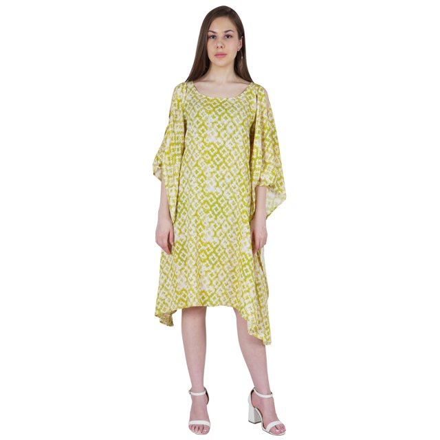 Moomaya Caftan à Épaules Dénudées Imprimé, Paréo pour Femmes, Robe d'Été, Robe Caftan