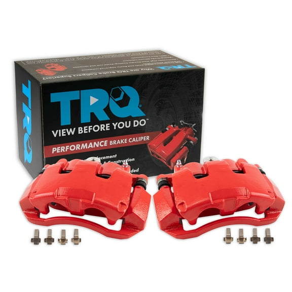 TRQ Front Performance Brake Caliper Set Red Compatible with 2005-2008 Dodge Dakota 2006-2008 Ram 1500 2006-2009 Mitsubishi Raider