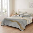 thumbnail image 2 of Queen Quilt Set 90''x96'', Marble Grey Lightweight Summer Bedspread Coverlet Set with 2 Pillow Shams, Modern Gold Luxury Neutral Texture Breathable All Season Quilt Bedding for Bedroom/Guest Room, 2 of 9