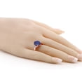 thumbnail image 3 of Gem Stone King 4.38 Ct Oval Blue Lapis E-F Lab Grown Diamond 18K Rose Gold Plated Silver Ring (Size 8), 3 of 4