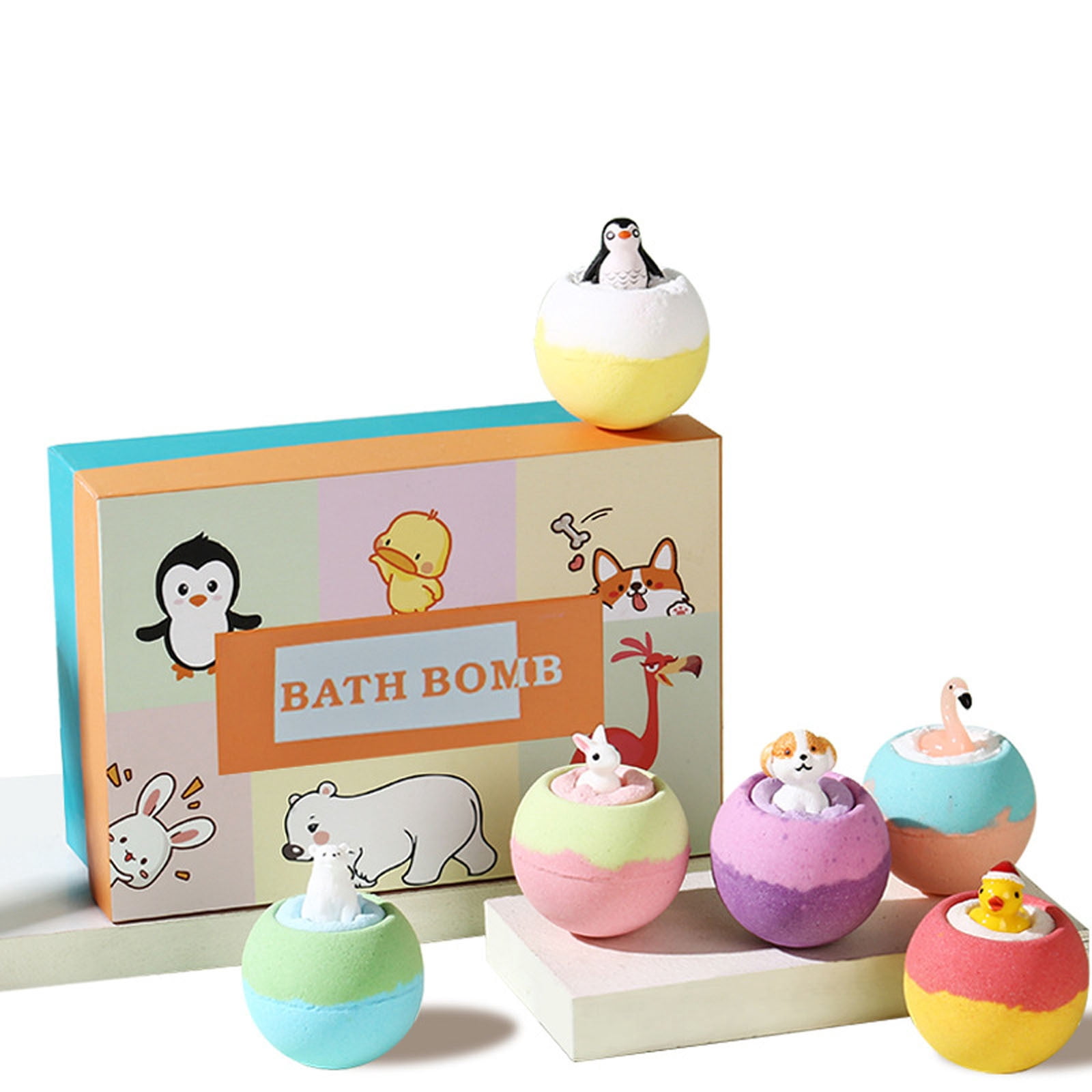 Bath Bombs for Kids, 6 Pack Bathbombs with Toys Inside, Organic Easter Bath Bombs Gift Set for Birthday Presents, Party Favors and Daily Bath Time Fun - Natural Fizzies with Surprise Toy Inside