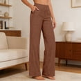 thumbnail image 1 of Casual Linen Pants, High Waist Wide Leg, Loose Fit Comfortable, Fashionable, 1 of 4