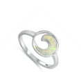 thumbnail image 4 of CHOOSE YOUR COLOR White Simulated Opal Spiral Wave Circle Ring .925 Sterling Silver Band CZ Female Size 10, 4 of 4