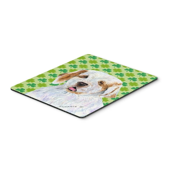 "Clumber Spaniel St. Patricks Day Shamrock Portrait Mouse Pad Hot Pad or Trivet"