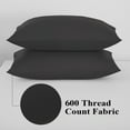 thumbnail image 6 of 100% Egyptian Cotton Pillow Protectors Set of 2, 600 Thread Count Standard Size Bed Pillow Cases with Zipper, Sateen Weave Cooling Pillow Cases Quiet and Breathable Easy Care (2PCS, Standard, Black), 6 of 7