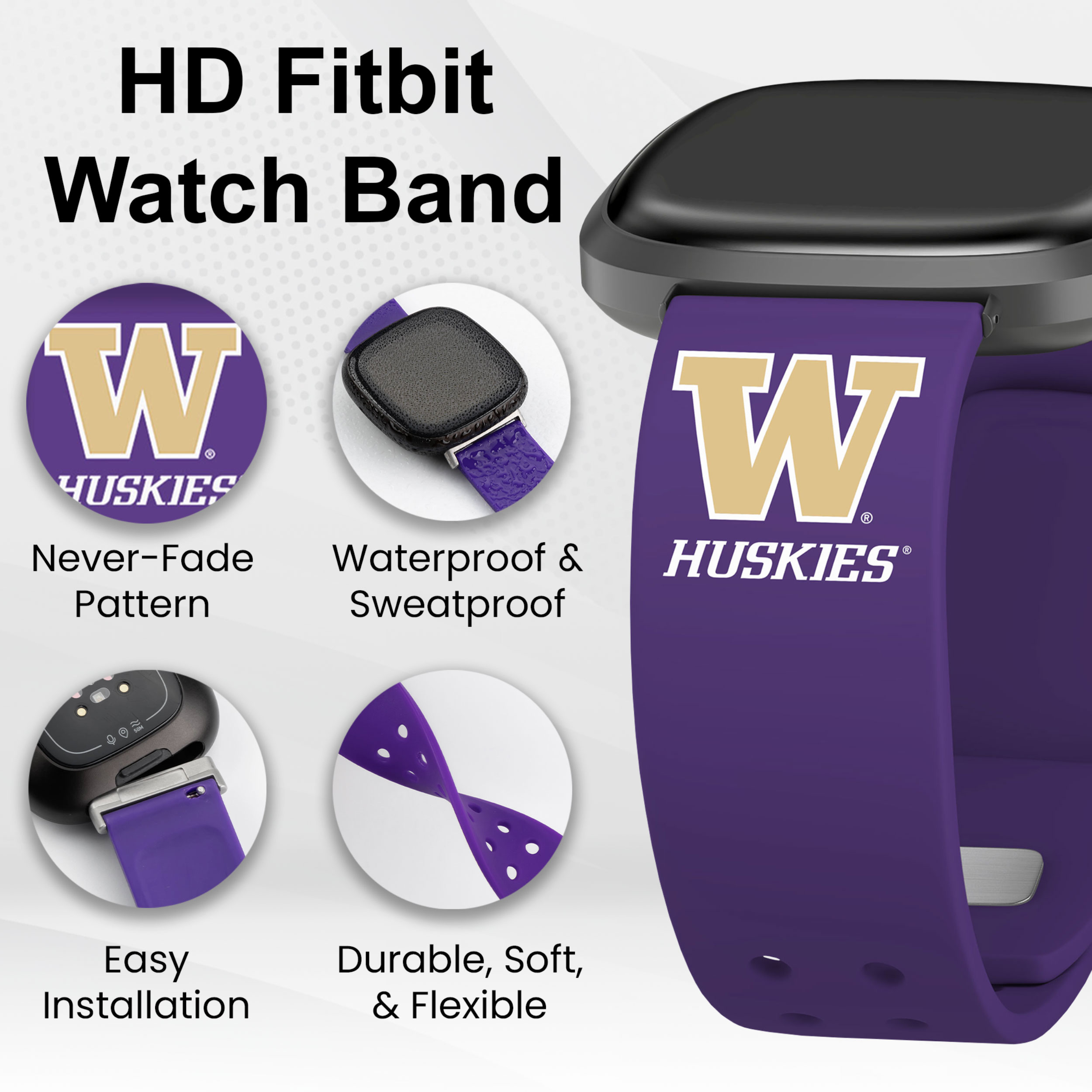 Huskies HD Elite Edition Unisex Watch Band for FitBit Versa 3 & Sense (Short)