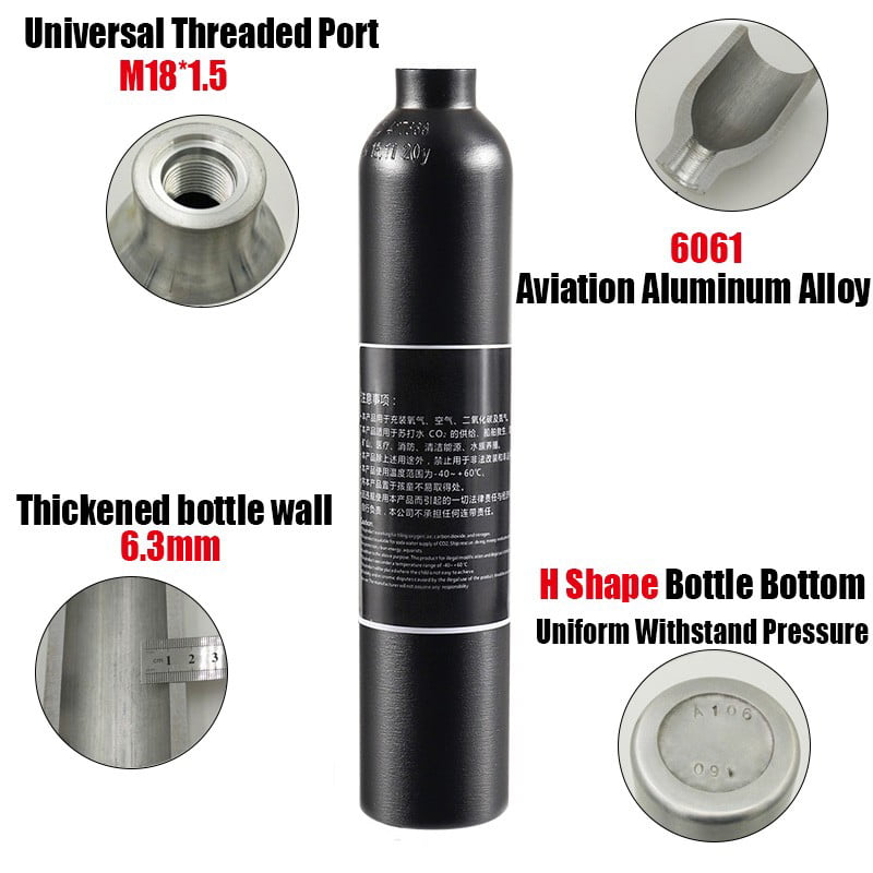 4500psi PCP Paintball Aluminum Cylinder Air Bottle 0.3L Tank  M18x1.5 Thread 