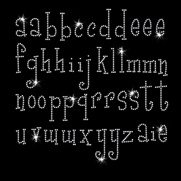 Girly Font Lowercase Alphabet Clear Iron-on Rhinestone Transfer by JCS Rhinestones