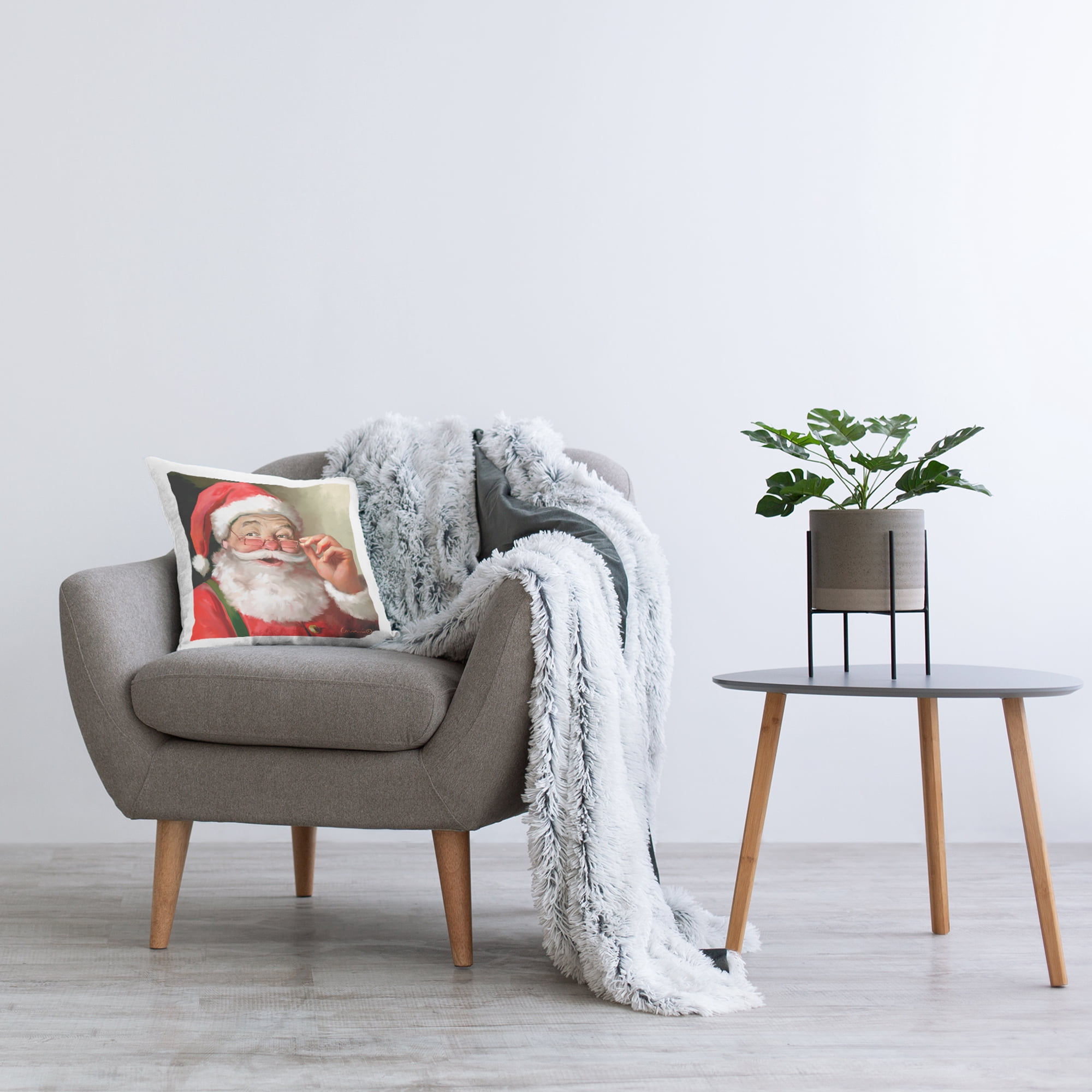 Stupell Industries Jolly Red Santa Claus Laughter Printed Throw Pillow Design by Yellow Café