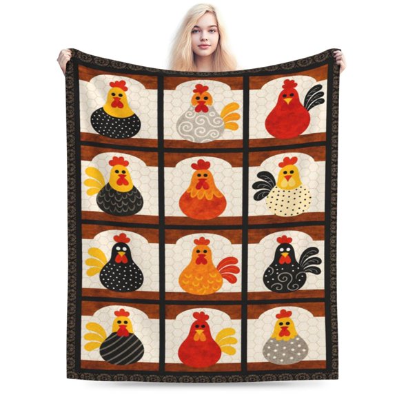Chicken Blanket Super Soft Warm Fluffy Fleece Flannel Rooster Animal Throw Blanket Cozy Fuzzy Plush Stuff Bedding Blankets Gifts for Women Adults 50x40