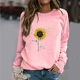 thumbnail image 2 of HKEJIAOI Chandail Graphique Tournesol Femme Manches Longues T-Shirt Décontracté Col Rond chandail Ample, c-Rose G, 2 of 4
