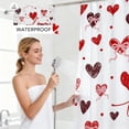 thumbnail image 3 of Valentines Shower Curtain Vintage Heart Bathroom Decor Retro Valentine Shower Curtain Set for Bathroom Romantic Gift for Bathtub, Watercolor Fabric (White, 71x71inch), 3 of 8