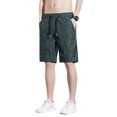 thumbnail image 4 of XFeng Men Black Embossed Jacquard Shorts Drawstring Elastic Waist Casual Knee‑Length Shorts, 4 of 7