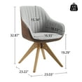 thumbnail image 4 of Art Leon Mid Century Accent Chair Fabric Swivel Beech Wood Legs, Black Gray, 4 of 7