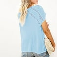 thumbnail image 3 of ZKCCNUK Women Solid V-Neck Lace Crochet Eyelet Short Sleeve Casual Shirts Blouses Tops Summer Plus Size Tops 2026, 3 of 8