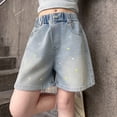 thumbnail image 2 of Ruyang Girls Baggy Jeans Shorts Y2k Hip Hop Streetwear Denim Shorts Unisex Kid Vintage Fashion Bermuda Jorts Star Embroidery Clothes, 2 of 8
